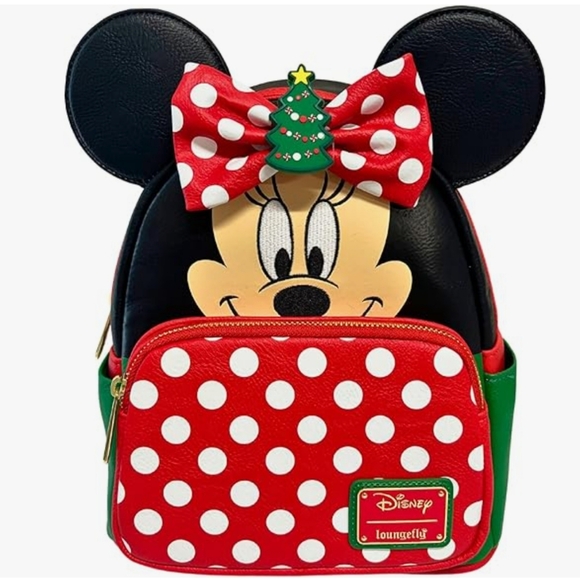 Loungefly 3 BOWS Scented NWT Hard Tag Backpack Minnie Mouse Christmas main image 16